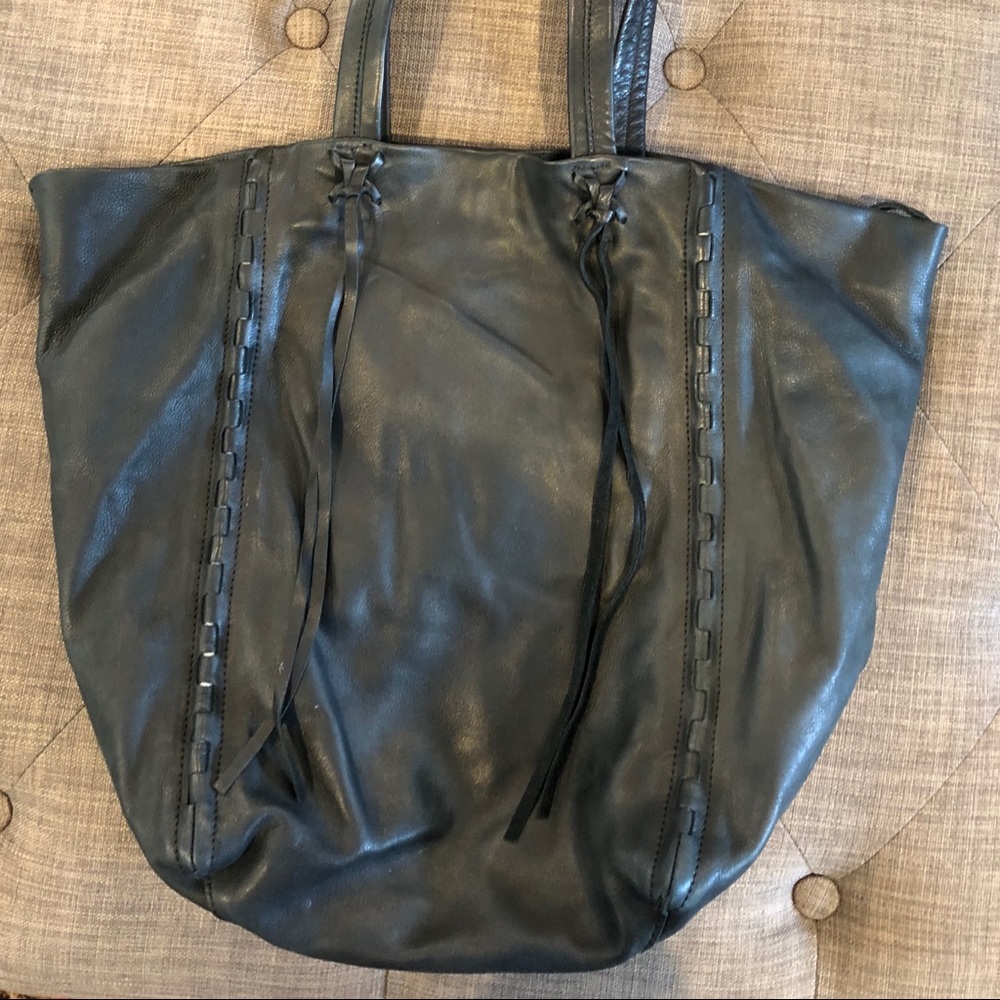 Linea Pelle Black fringe tote bag